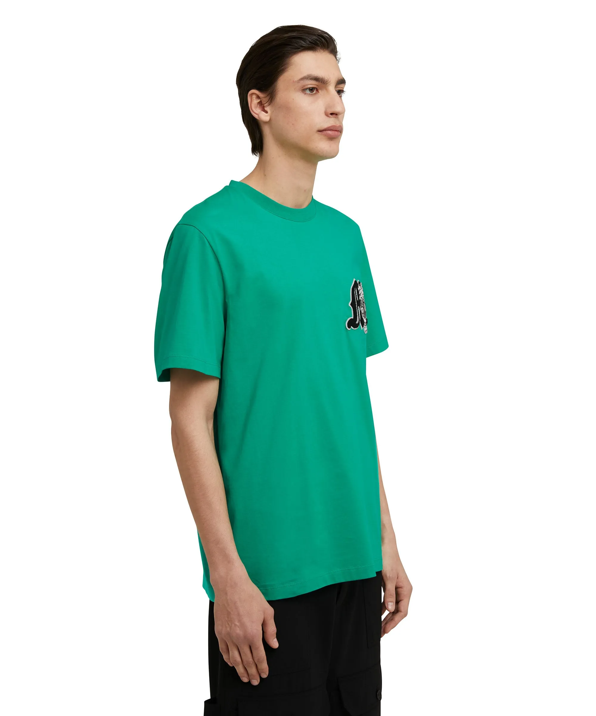 Cotton crewneck t-shirt with MSGM "M" mascot patch