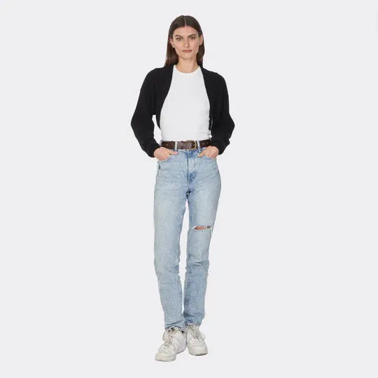 COTTON SHAKER SHRUG IN BLACK