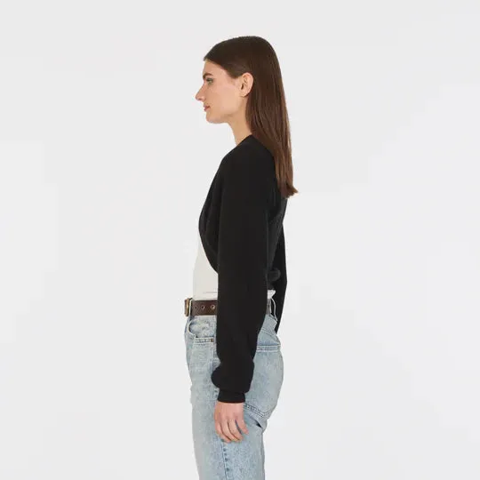 COTTON SHAKER SHRUG IN BLACK