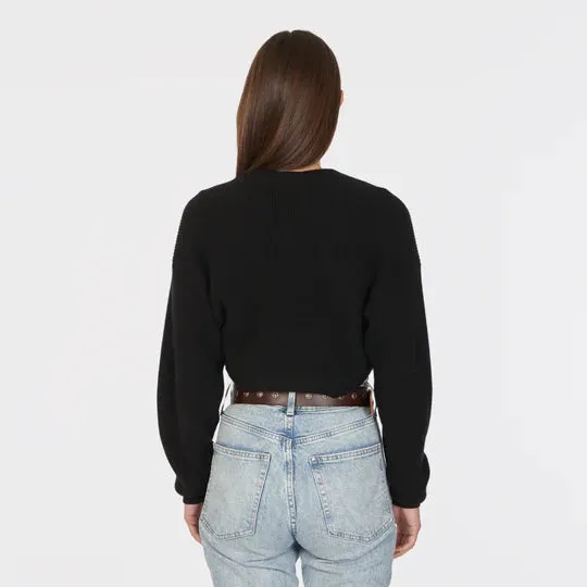 COTTON SHAKER SHRUG IN BLACK