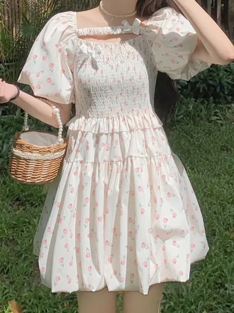 Cream Mini Dress With Smoking Detail