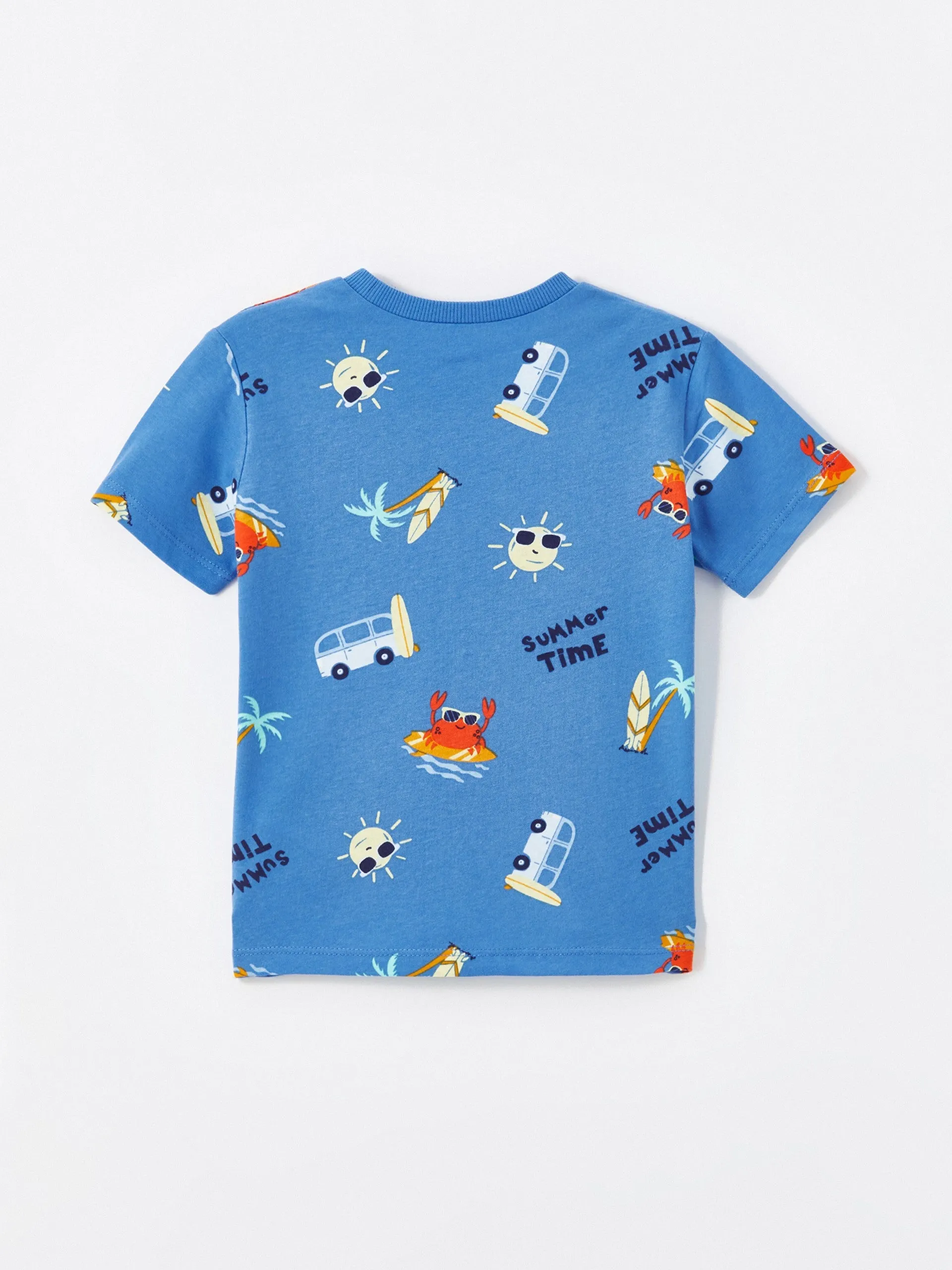 Crew Neck Short Sleeve Printed Baby Boy T-Shirt, Pack of 2
