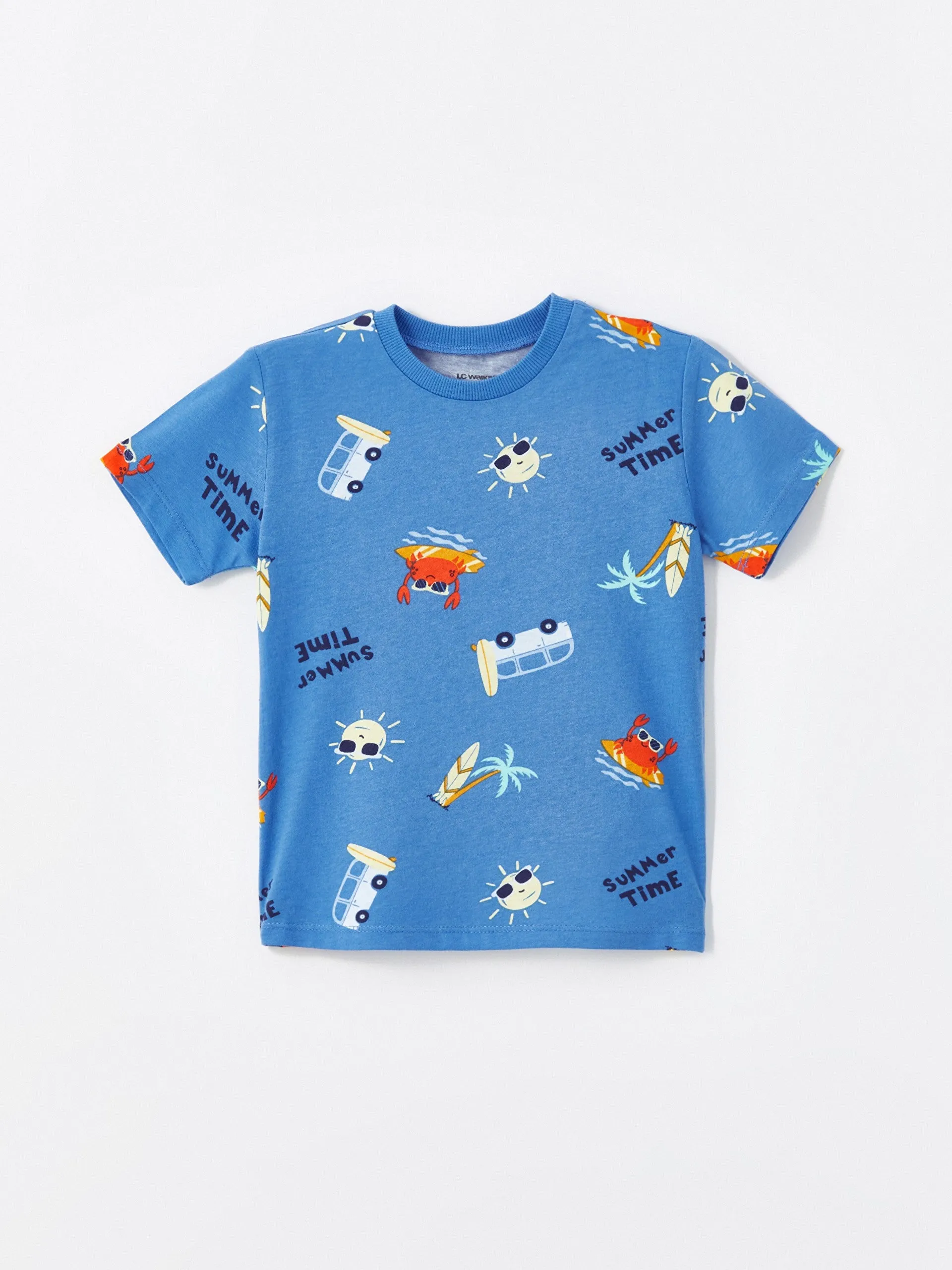 Crew Neck Short Sleeve Printed Baby Boy T-Shirt, Pack of 2