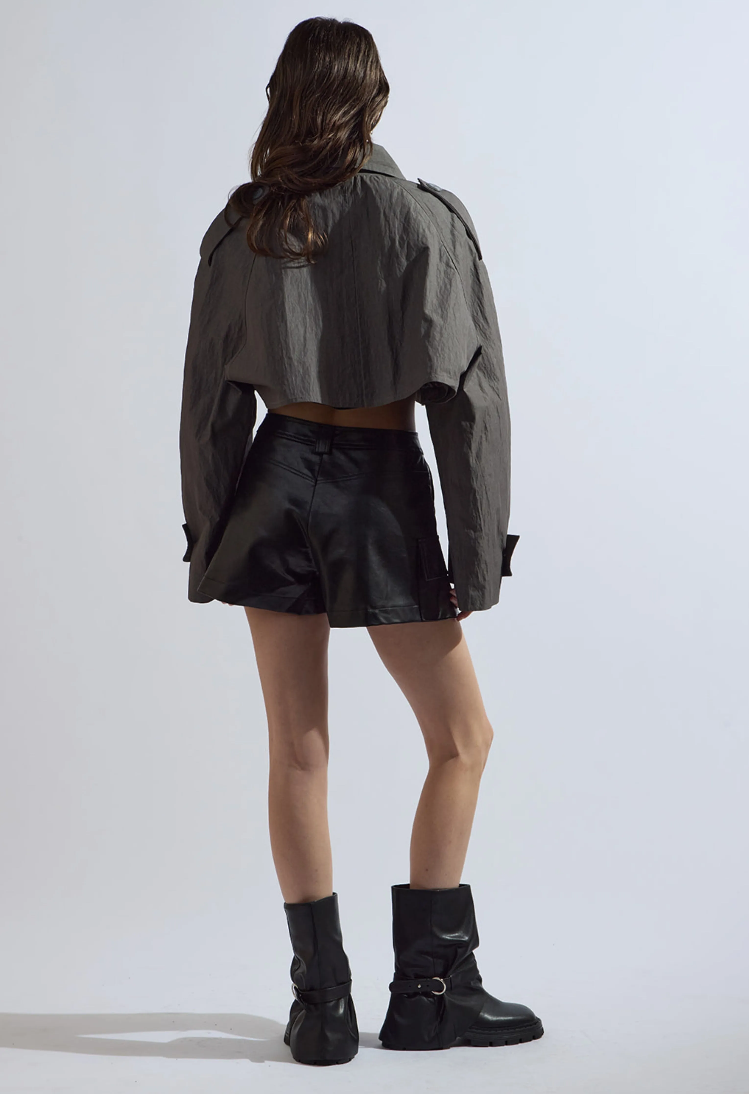 Cropped Trench Coat in Ash