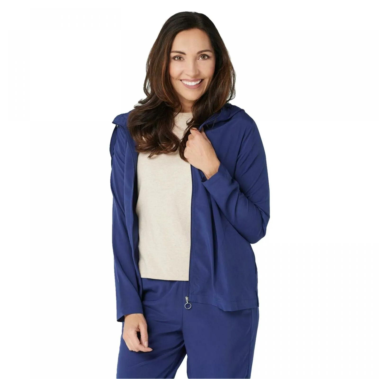 Cuddl Duds Women's Stretch Woven Zip-Up Hoodie