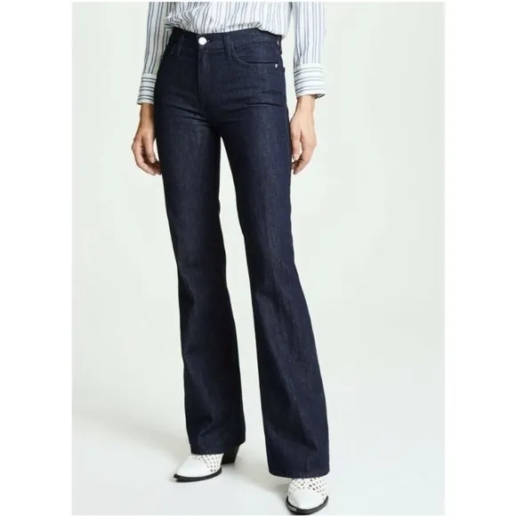 Current/Elliott The Jarvis Flare Full Length High Waist Jeans in Rinse, Size 24