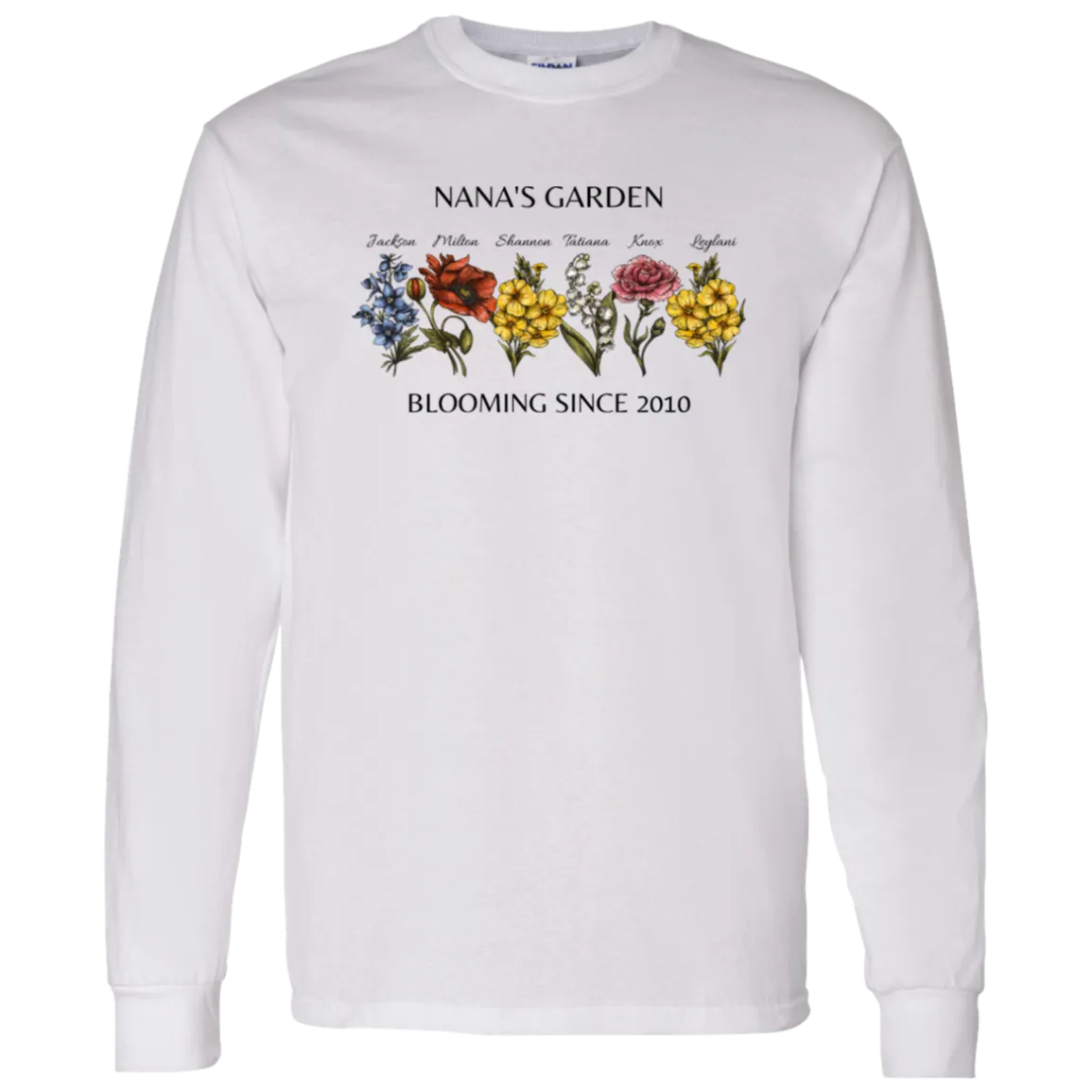 Custom Birth Month Garden Long Sleeve T-Shirt