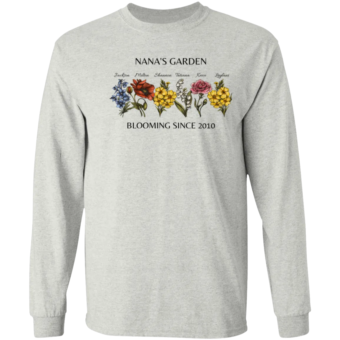 Custom Birth Month Garden Long Sleeve T-Shirt
