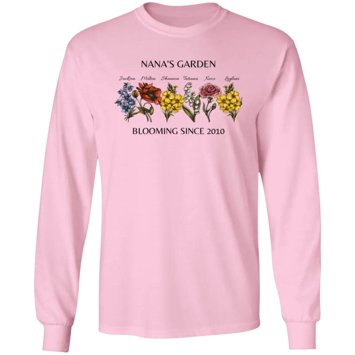 Custom Birth Month Garden Long Sleeve T-Shirt