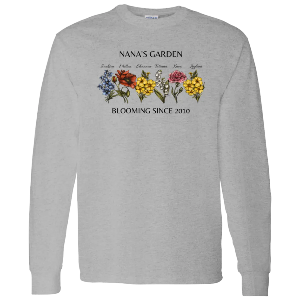 Custom Birth Month Garden Long Sleeve T-Shirt