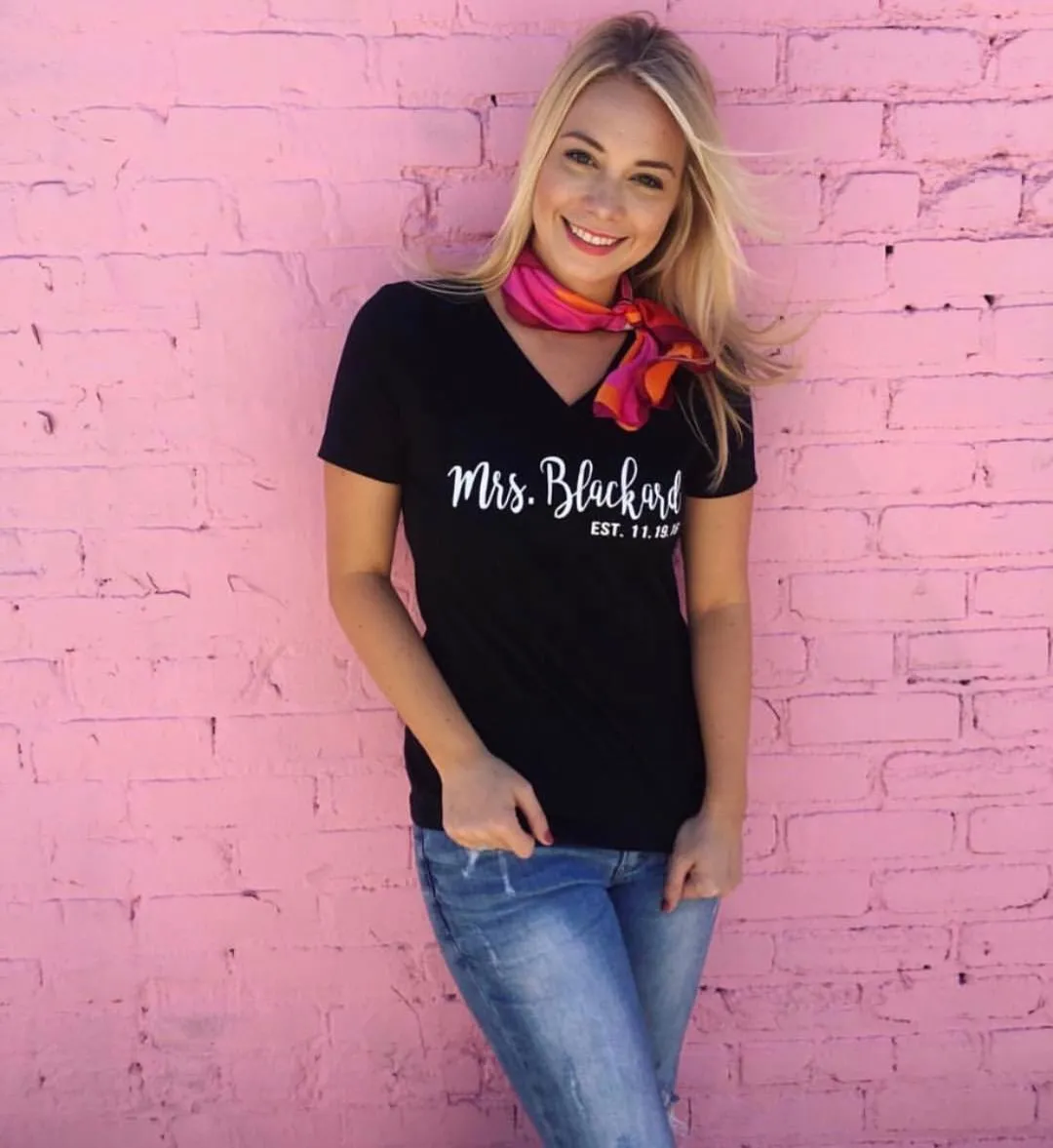 Custom Mrs.EST v-neck shirt