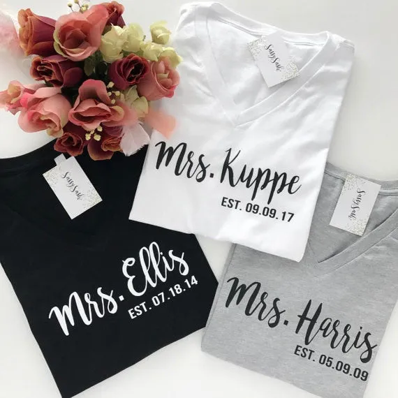 Custom Mrs.EST v-neck shirt