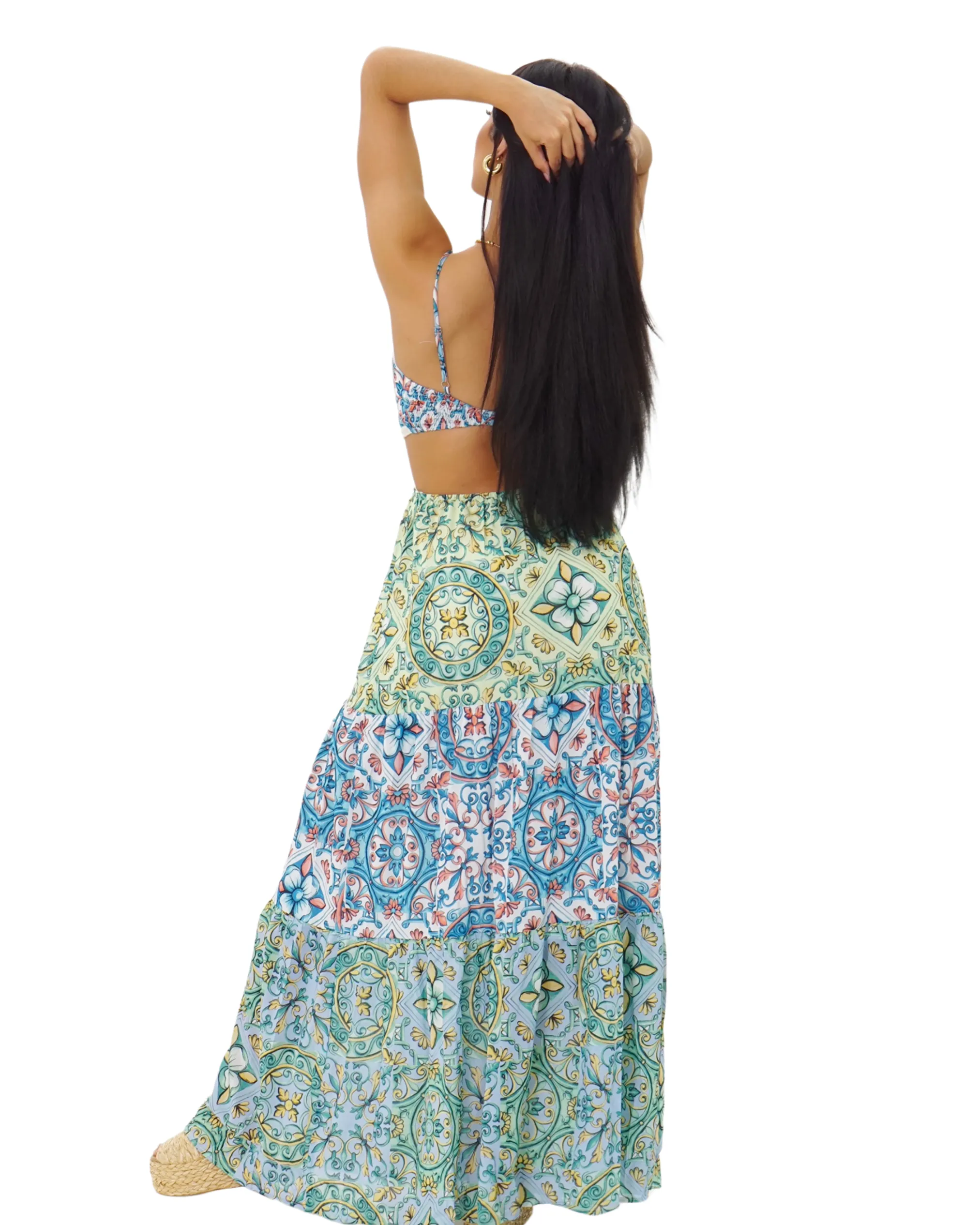 CUT OUT MD GREEN MAXI DRESS