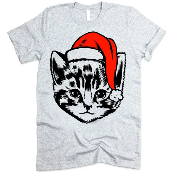 Cute Christmas Cat in a Hat T-Shirt