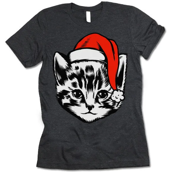 Cute Christmas Cat in a Hat T-Shirt