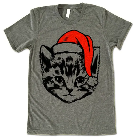 Cute Christmas Cat in a Hat T-Shirt