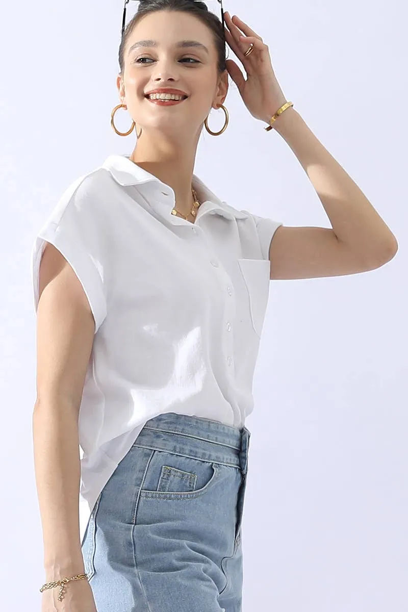 CWTTS698_JOHNNY COLLARS BUTTON CLOSER SHORT SLEEVE TOP: Orange / (L) 1