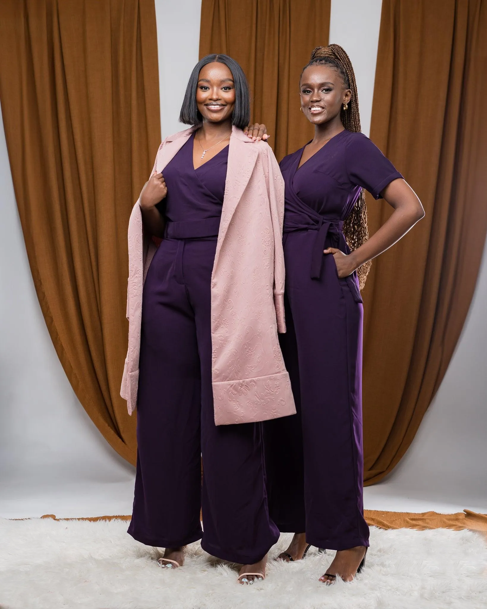 Dainty Wrap Jumpsuit In EGGPLANT