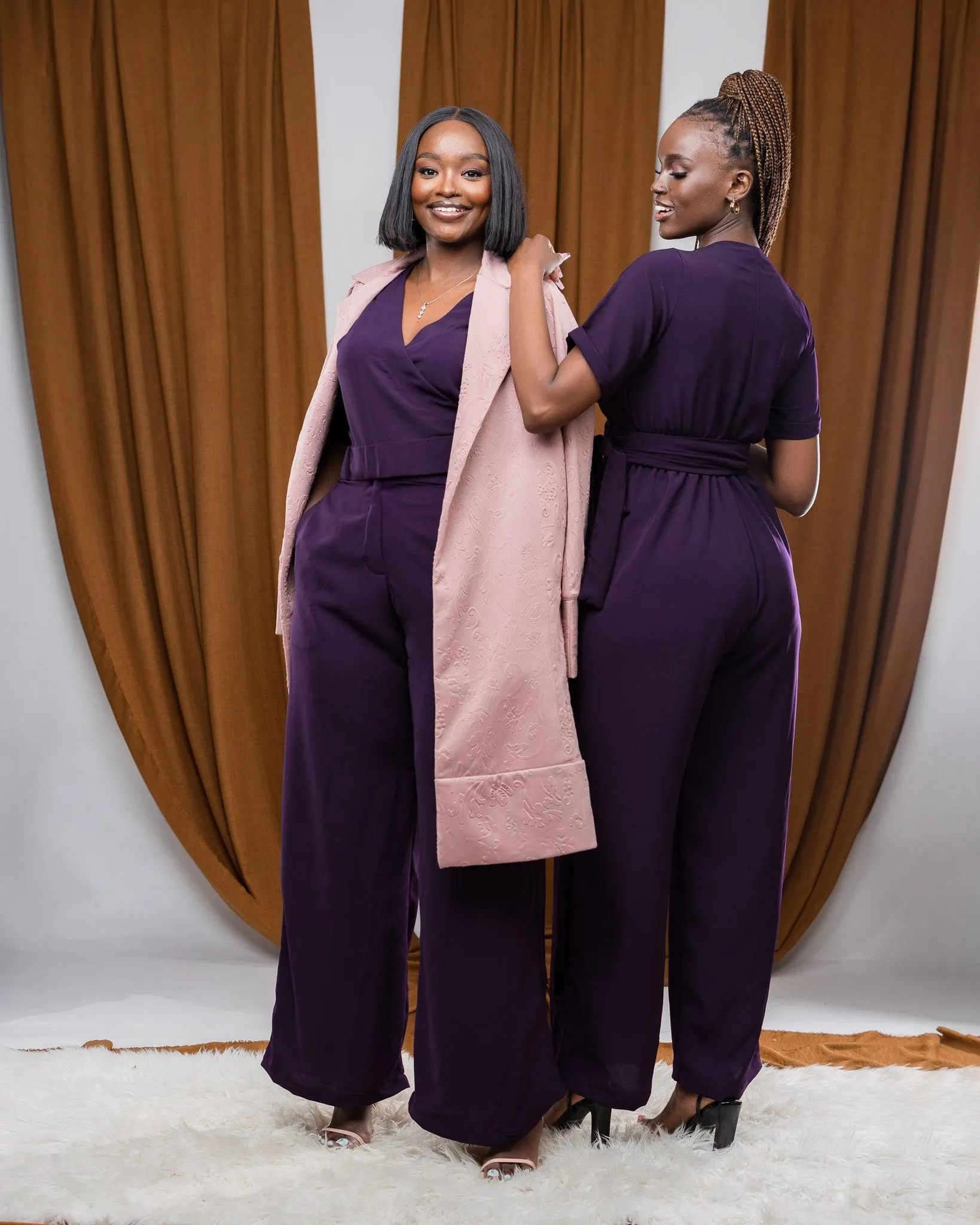 Dainty Wrap Jumpsuit In EGGPLANT