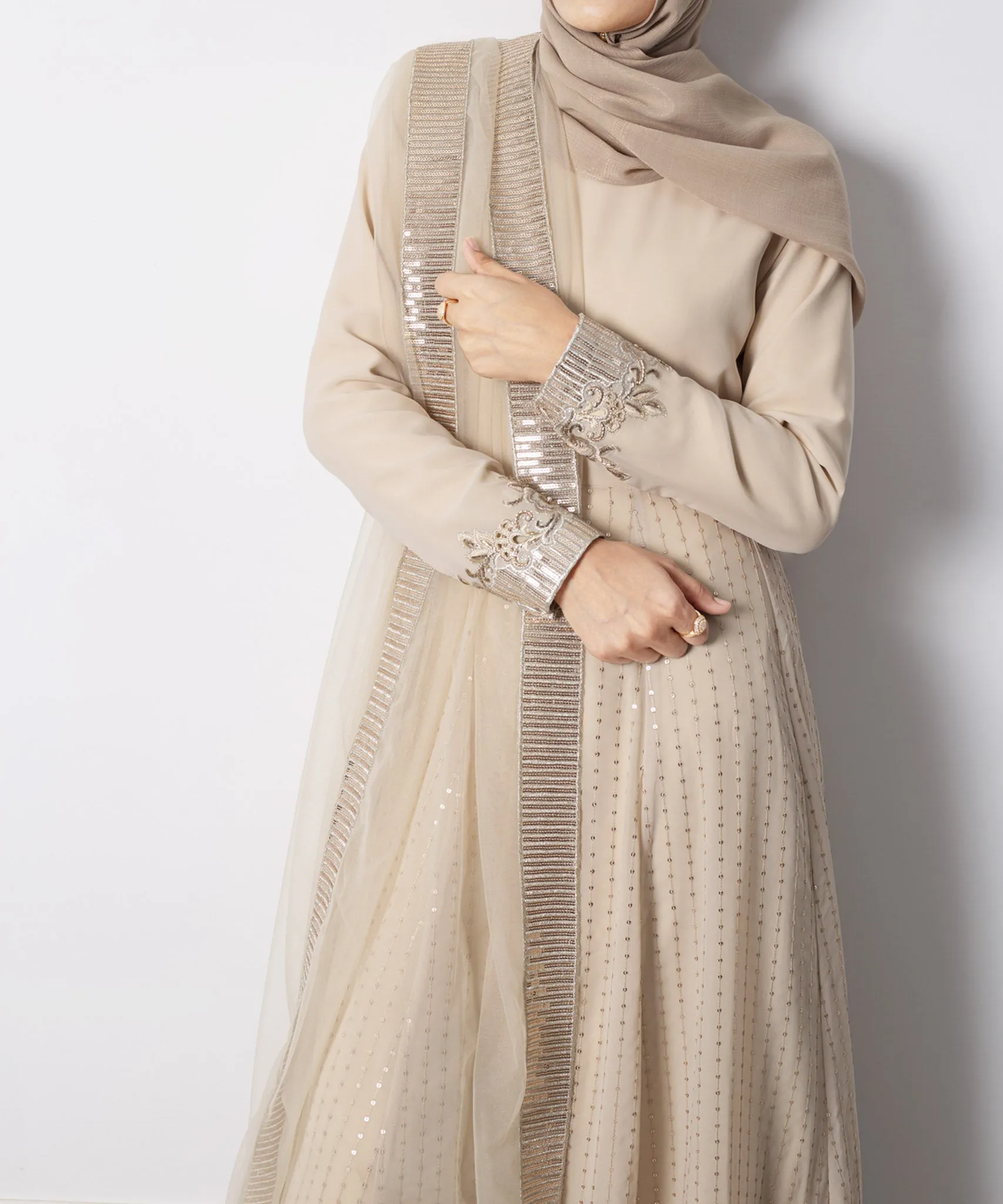 Dara Almond Cream Panel Dress