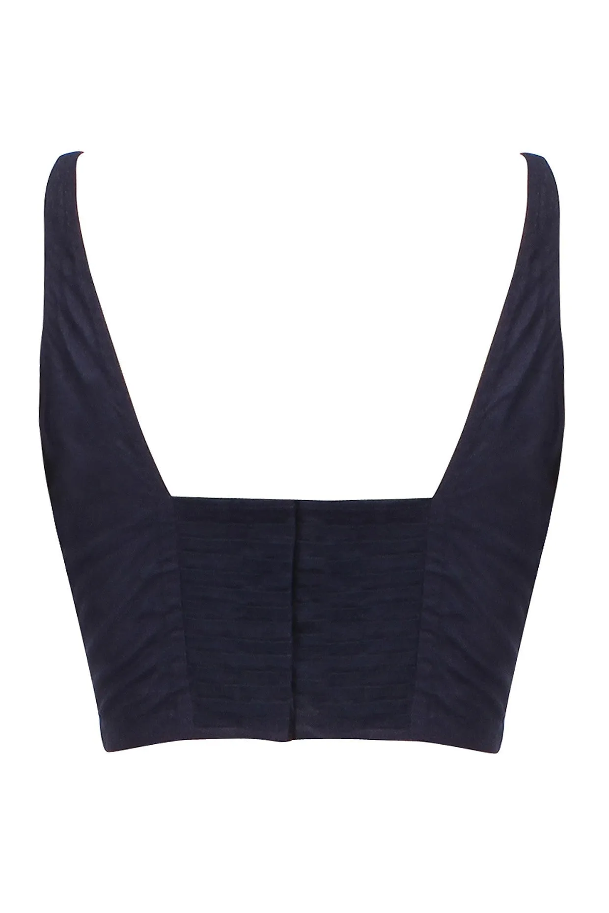 Dark Blue color embroidered blouse in raw silk