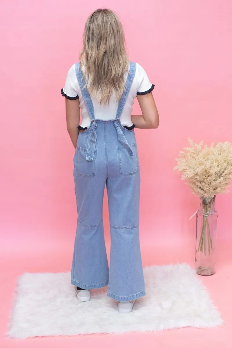 Denim Wide Leg Overalls