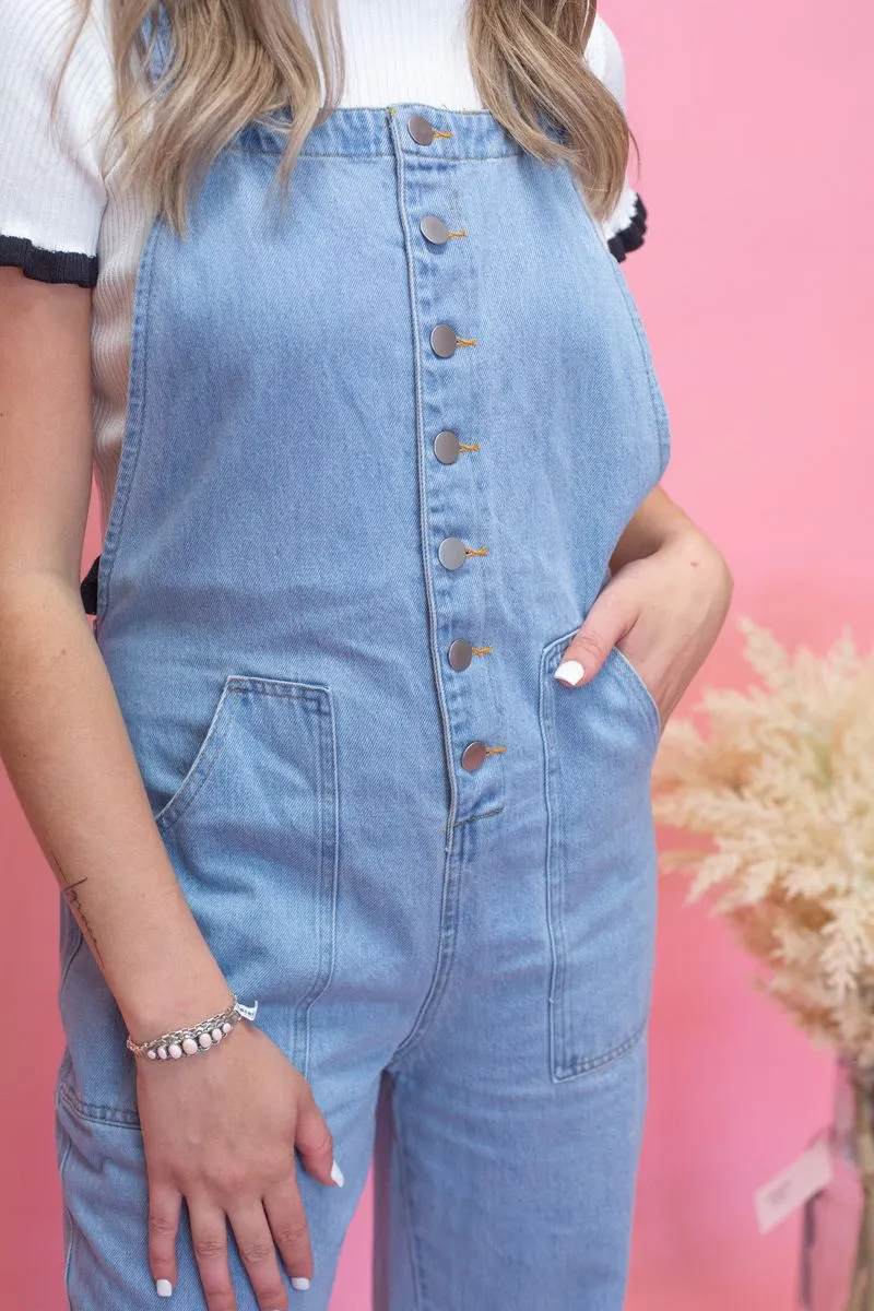Denim Wide Leg Overalls