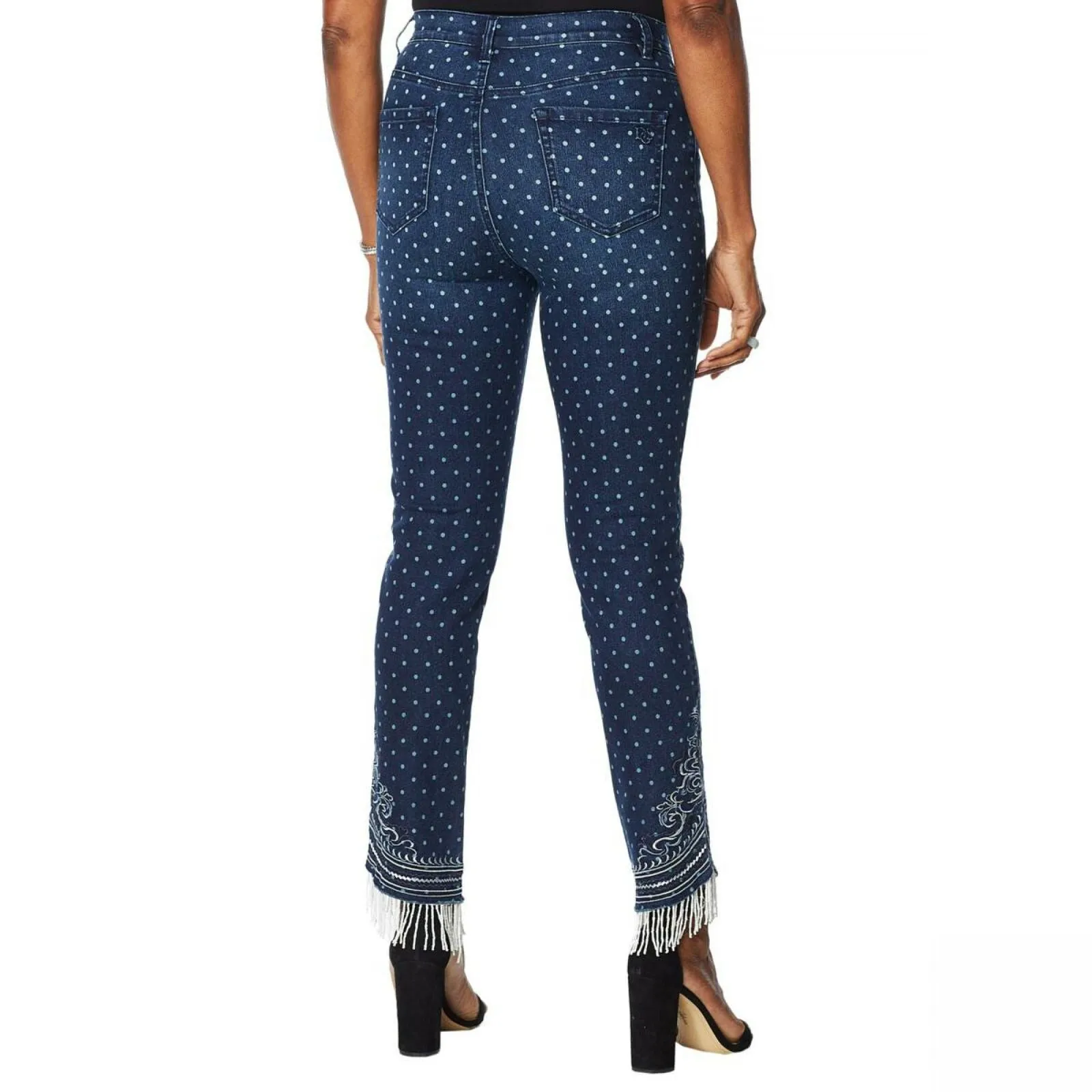 DG2 by Diane Gilman Women's Tall Stretch Embroidered Jeans With Bead Hem