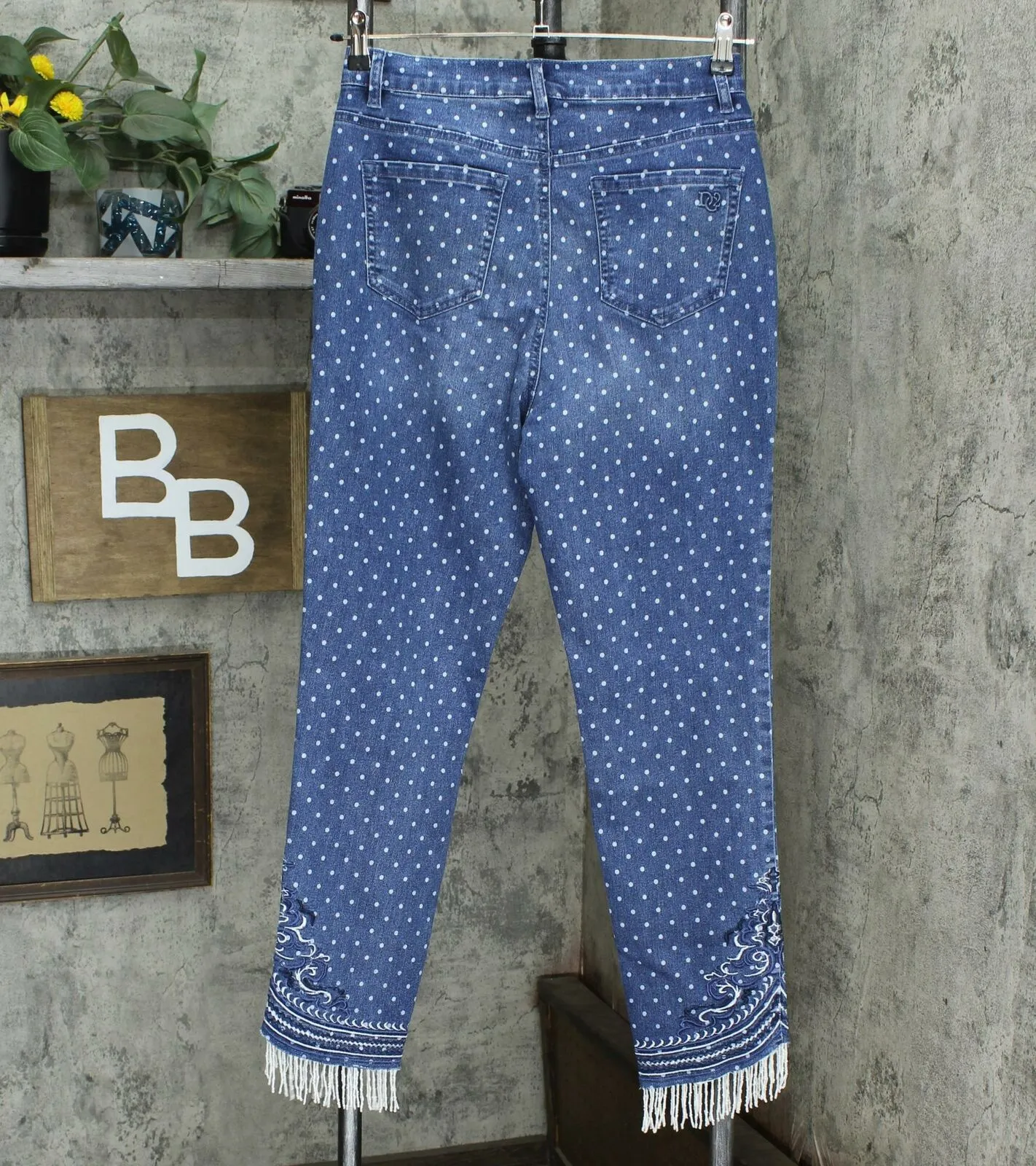DG2 by Diane Gilman Women's Tall Stretch Embroidered Jeans With Bead Hem