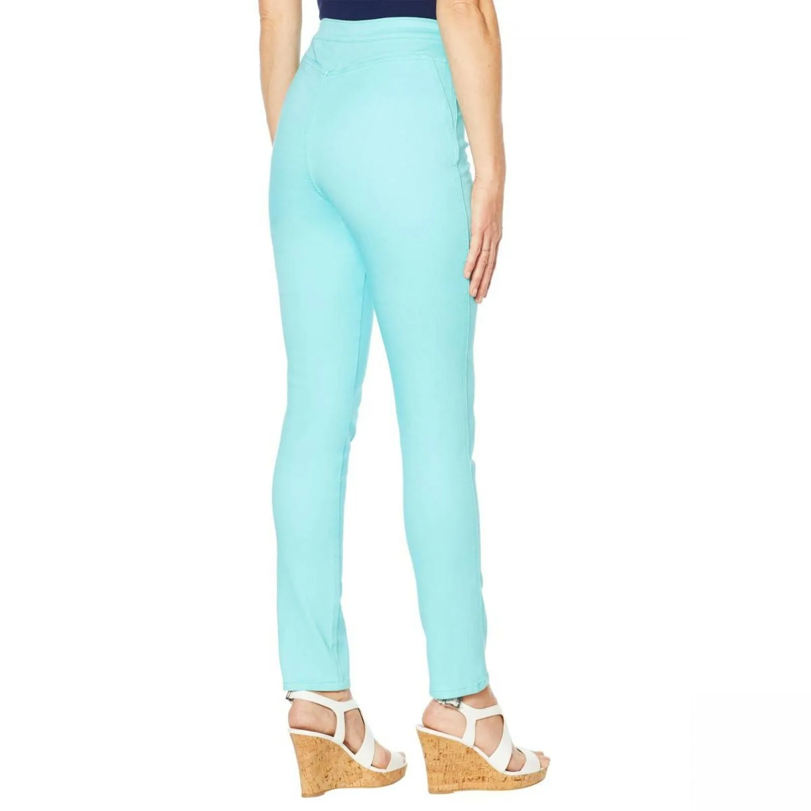 DG2 by Diane Gilman Women's Up-Lifter Pull On Skinny Jeans Aqua Petite Medium