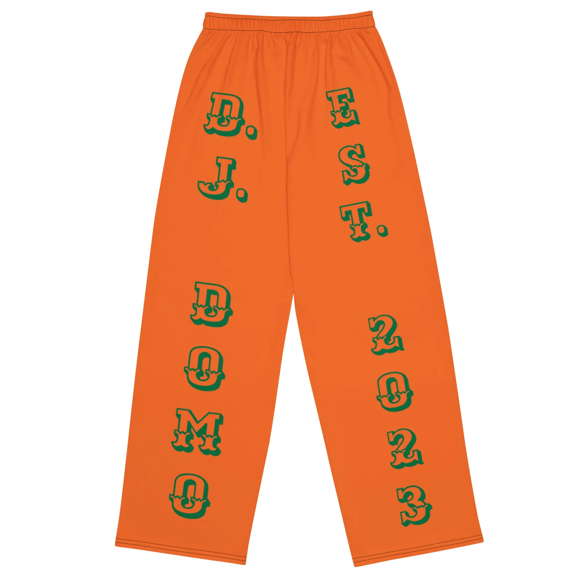 DJD FL- "It's A Miami Thang" Unisex 2 Tone Wide-Leg Pants Green/White/Orange