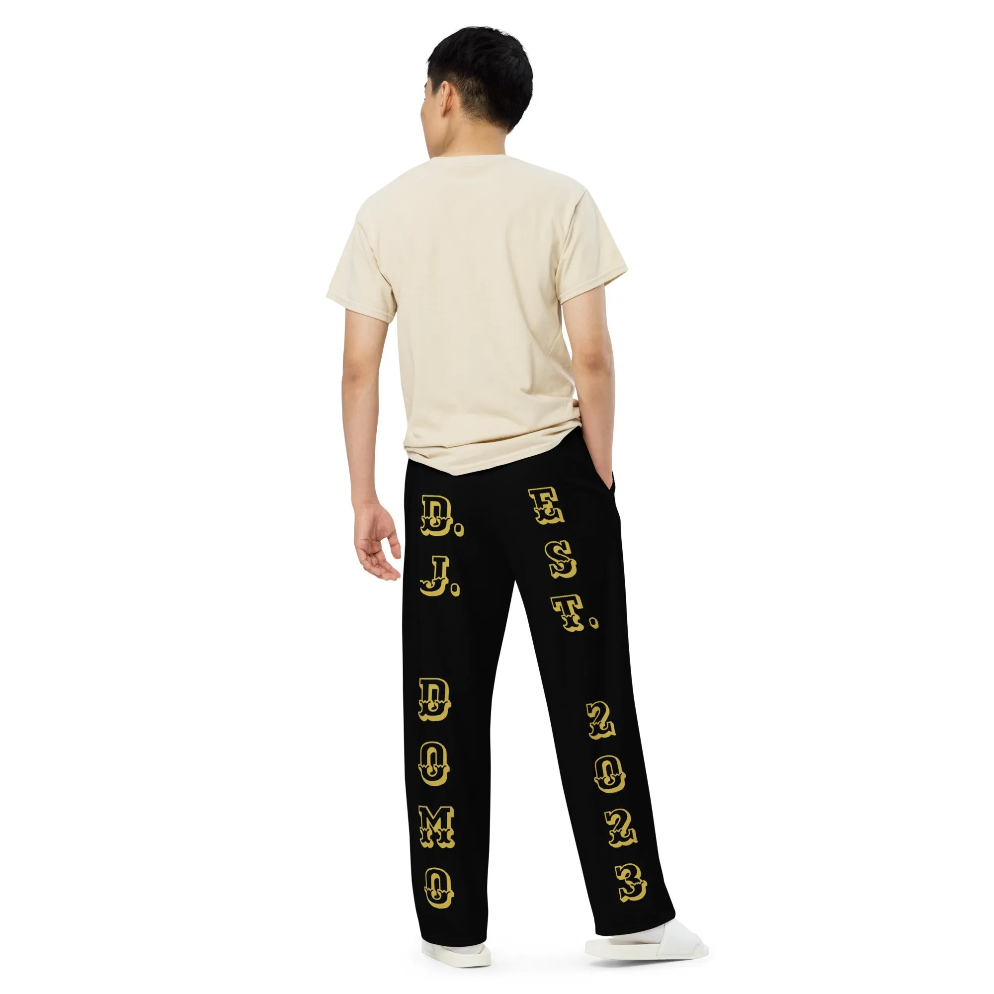 DJD LA- "It's A New Orleans Thang" Unisex Wide-Leg Pants Black/Gold/White