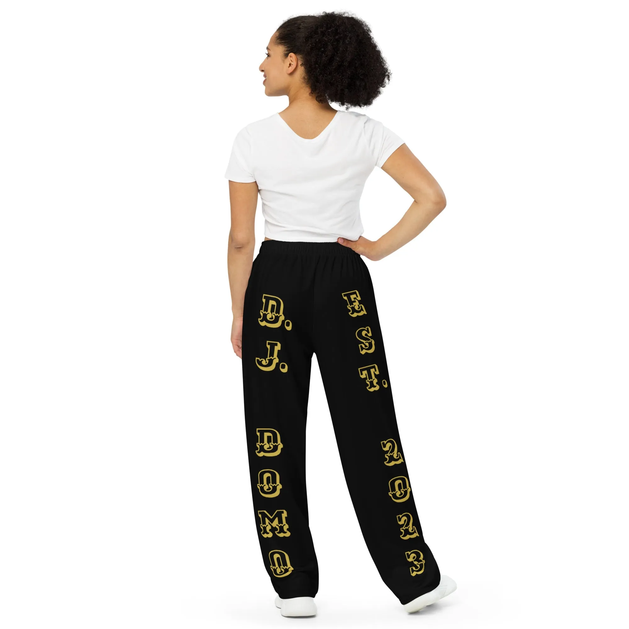 DJD LA- "It's A New Orleans Thang" Unisex Wide-Leg Pants Black/Gold/White