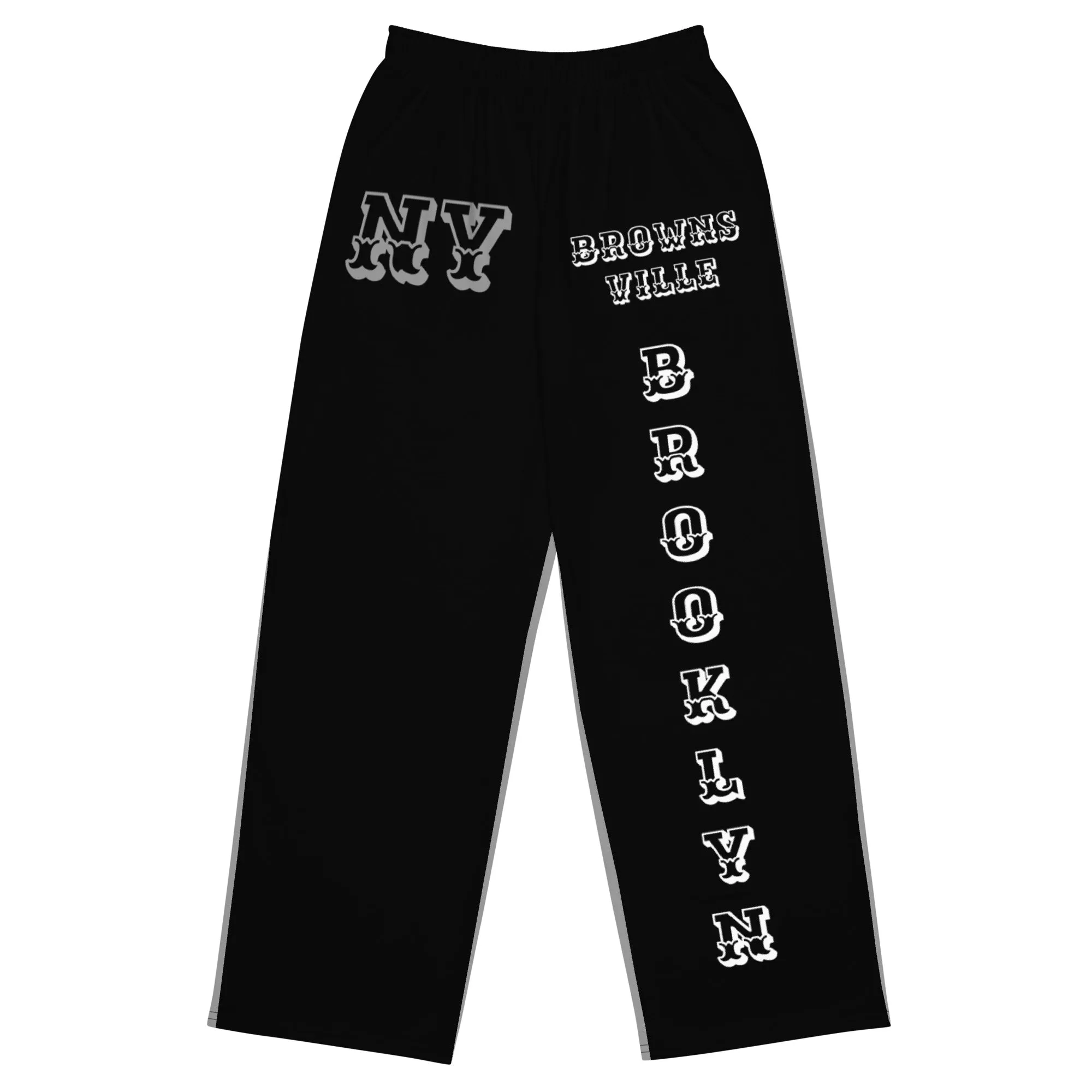 DJD NY- "It's A Brooklyn (Brownsville) Thang" Unisex 2 Tone Wide-Leg Pants Black/White/Gray