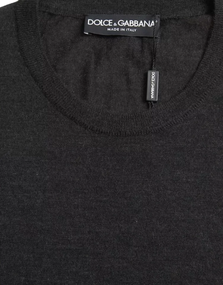 Dolce & Gabbana Dark Gray Cashmere Crewneck Pullover Sweater