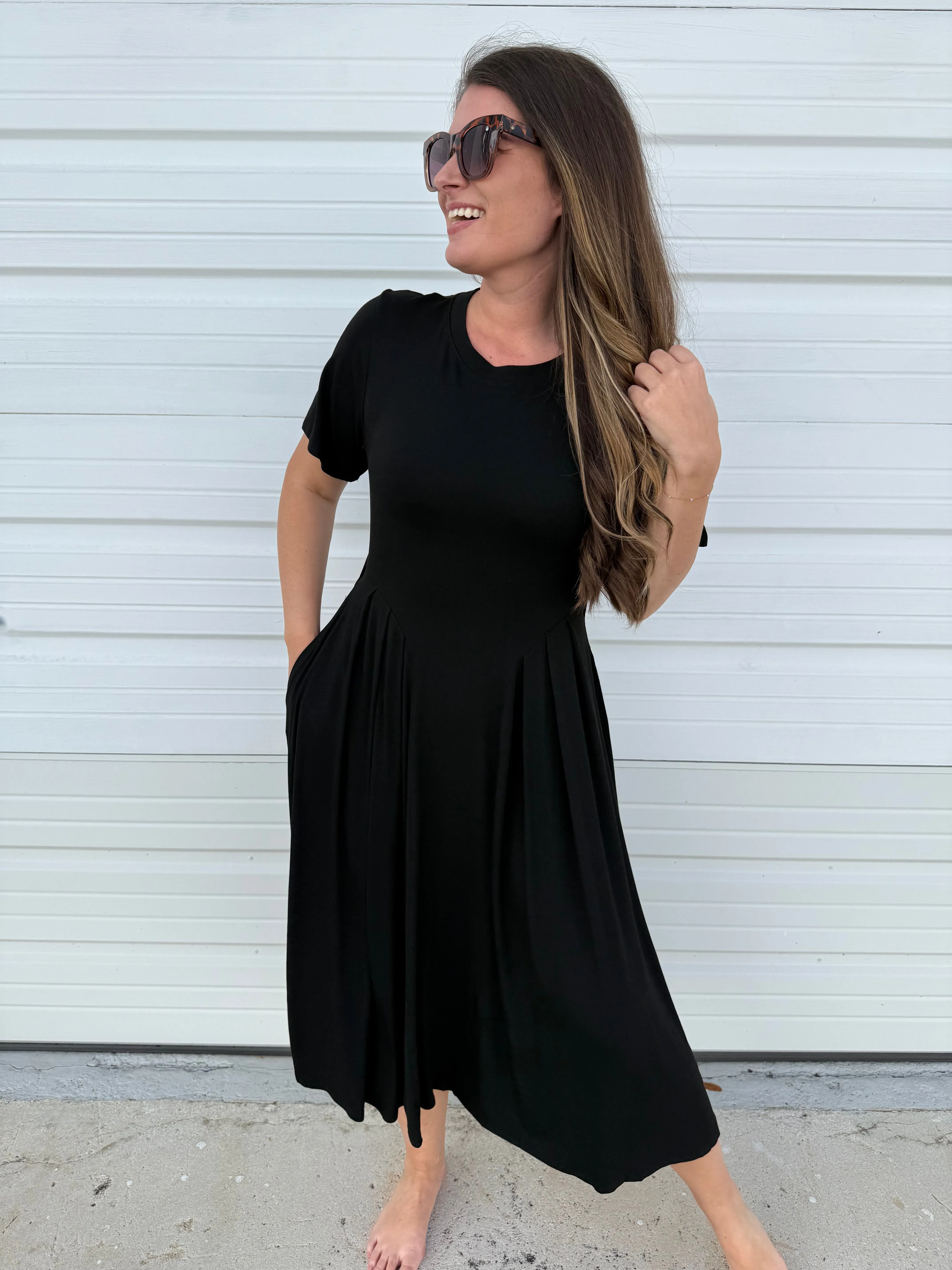 DOORBUSTER: Back Cutout Maxi Dress - Black by Sew In Love (Ships in 2-3 Weeks)