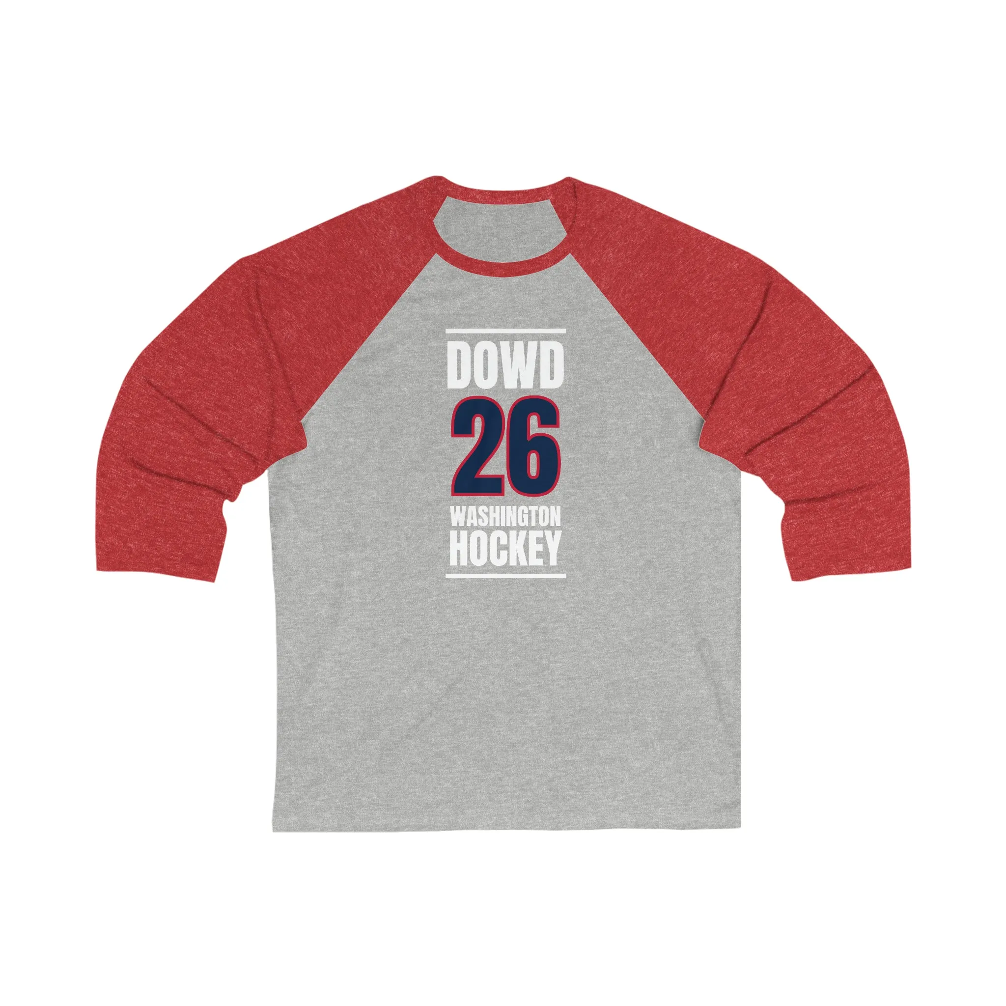 Dowd 26 Washington Hockey Navy Vertical Design Unisex Tri-Blend 3/4 Sleeve Raglan Baseball Shirt