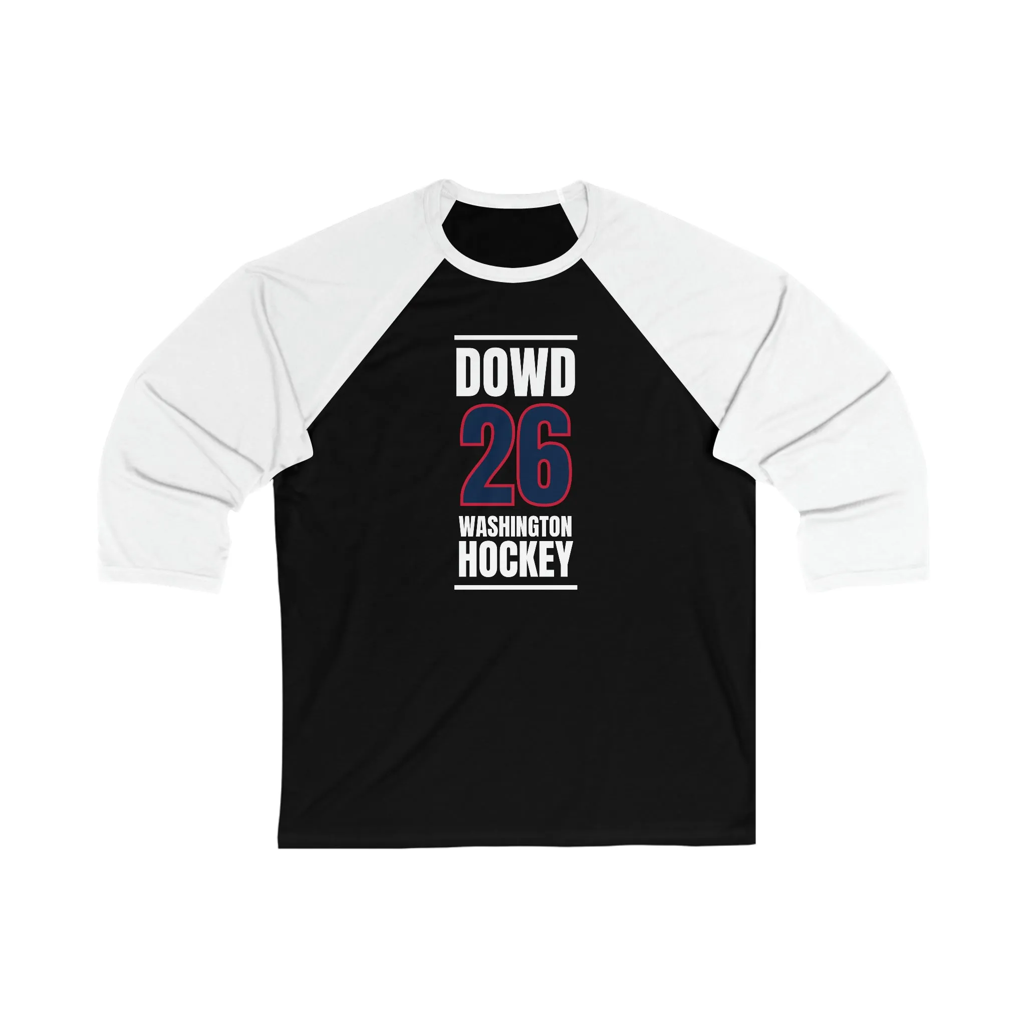Dowd 26 Washington Hockey Navy Vertical Design Unisex Tri-Blend 3/4 Sleeve Raglan Baseball Shirt