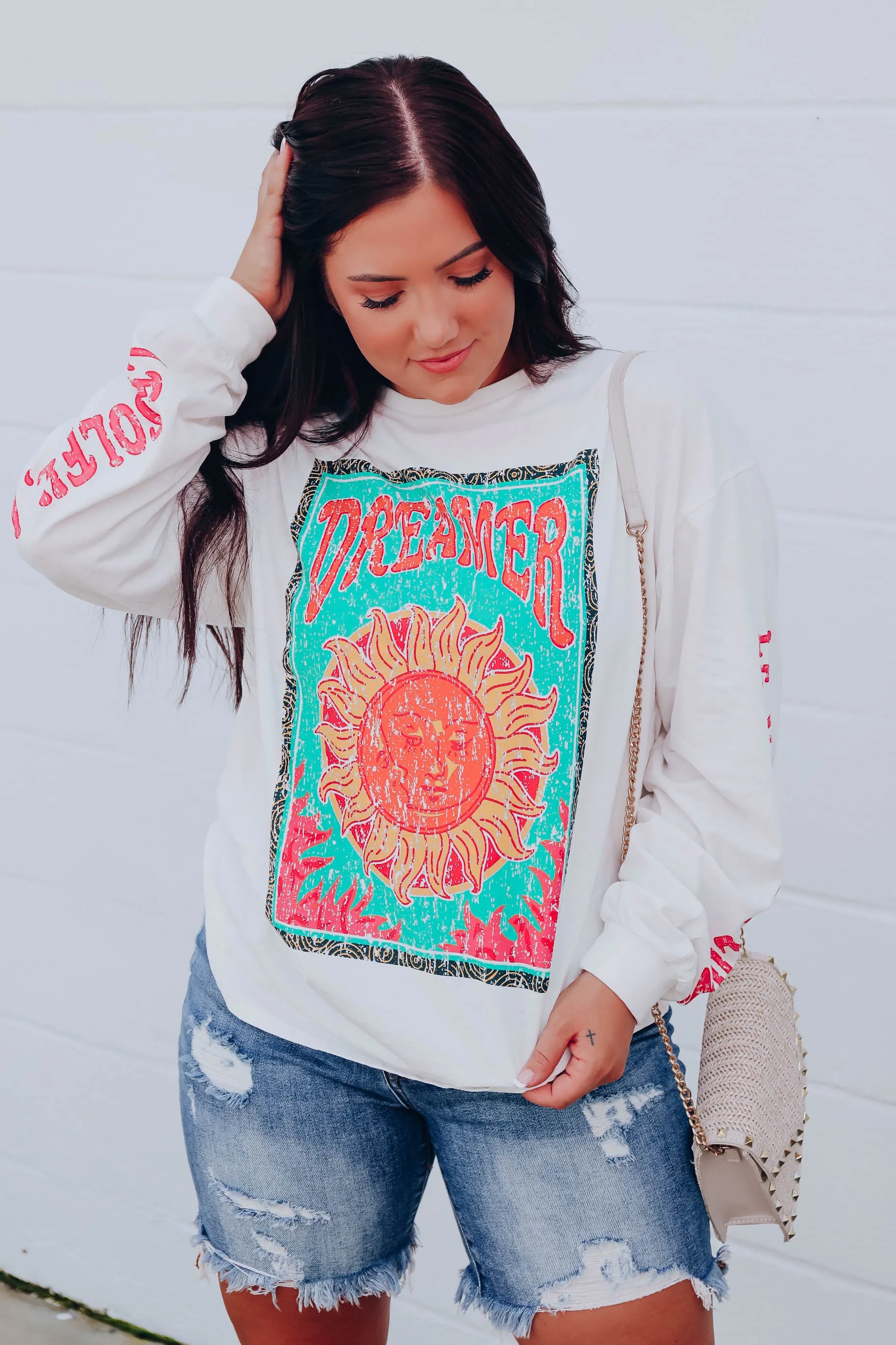 Dreamer Long Sleeve Graphic Tee - White