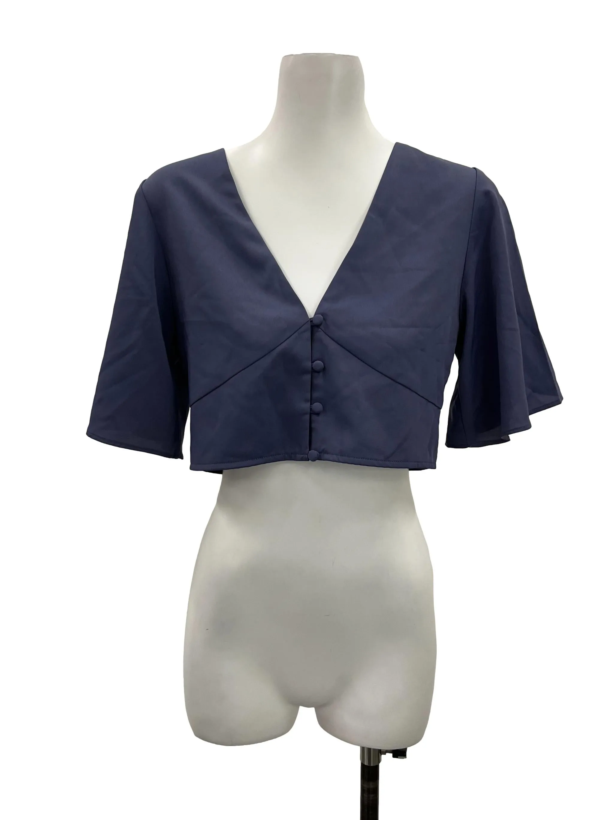 Dusty Blue Crop Blouse LB