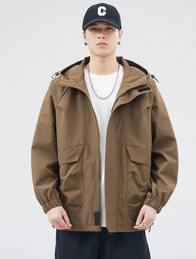 Easy-to-Clean Solid Relaxed-Fit Men's Raincoat
