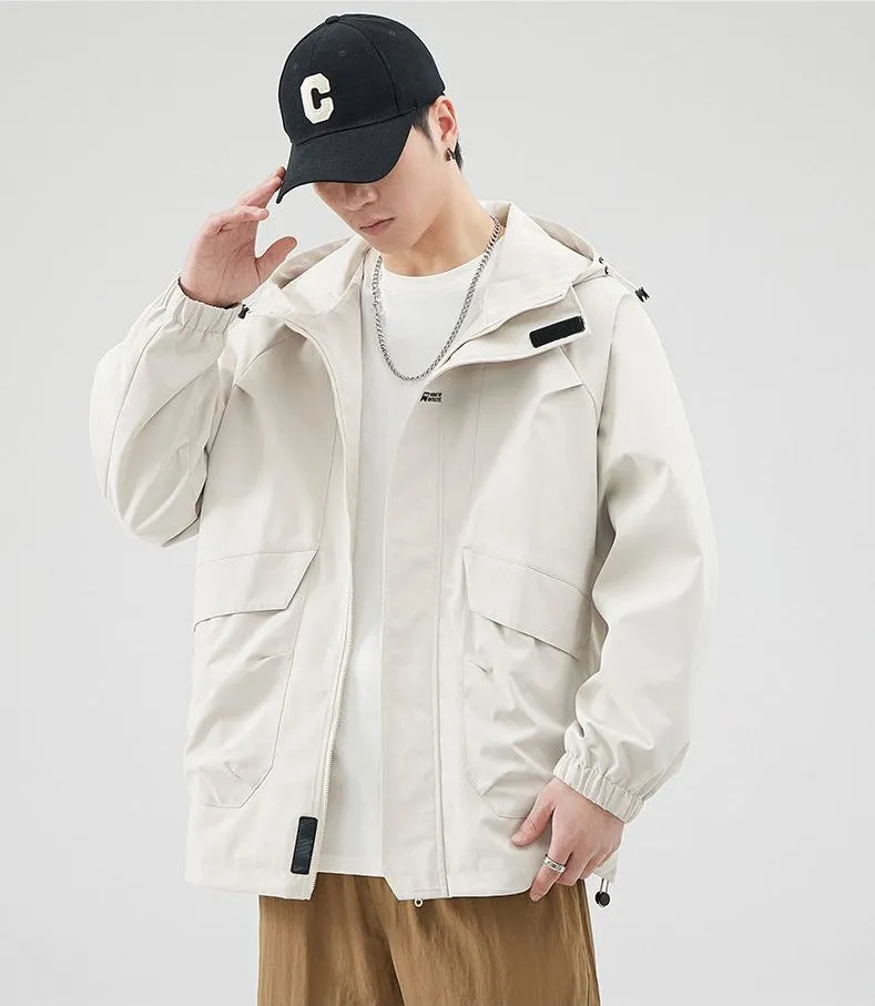 Easy-to-Clean Solid Relaxed-Fit Men's Raincoat