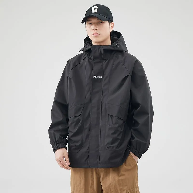 Easy-to-Clean Solid Relaxed-Fit Men's Raincoat