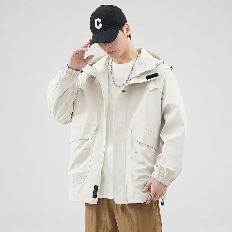 Easy-to-Clean Solid Relaxed-Fit Men's Raincoat