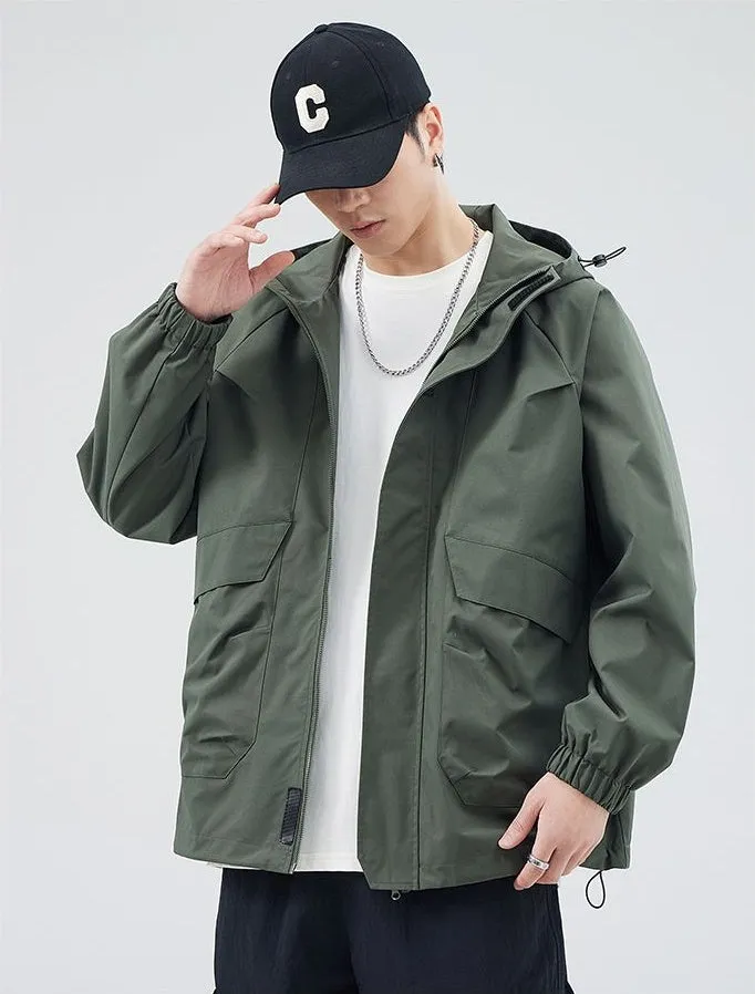 Easy-to-Clean Solid Relaxed-Fit Men's Raincoat