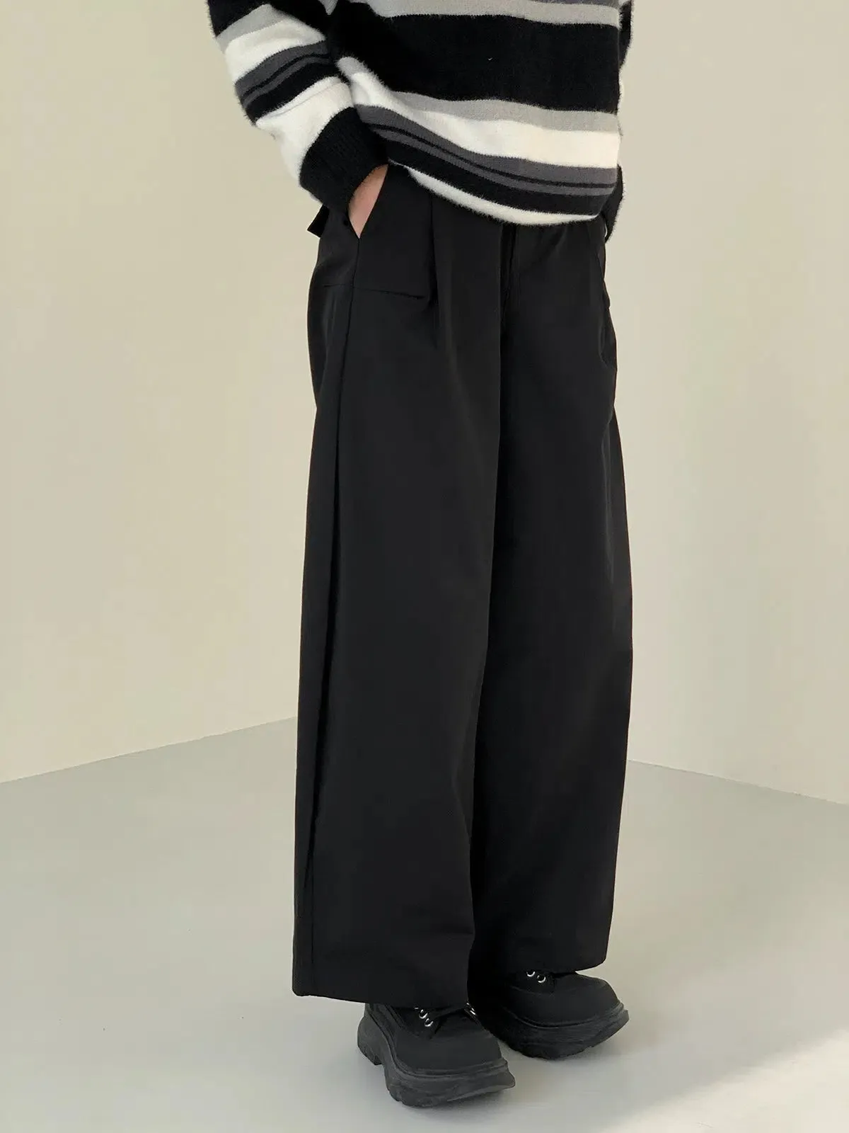 Elastic Waist Wide Leg Pants