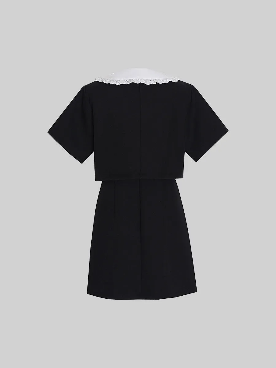 Elegant Short Sleeve Black Shirt Dress