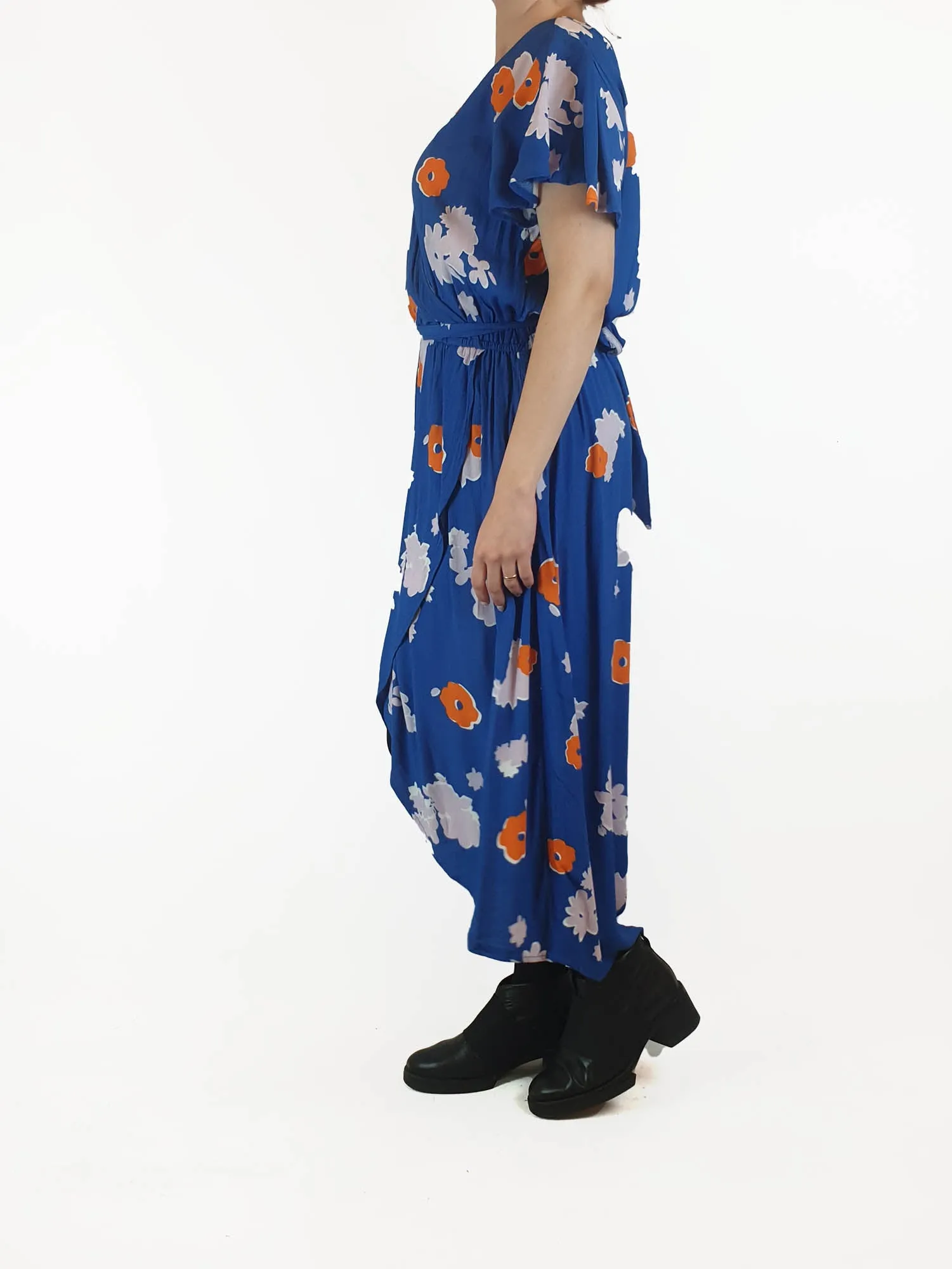 Elm blue floral faux wrap dress size 10