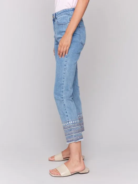Embroidered Cuff Jeans