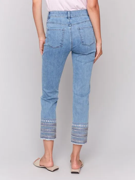 Embroidered Cuff Jeans